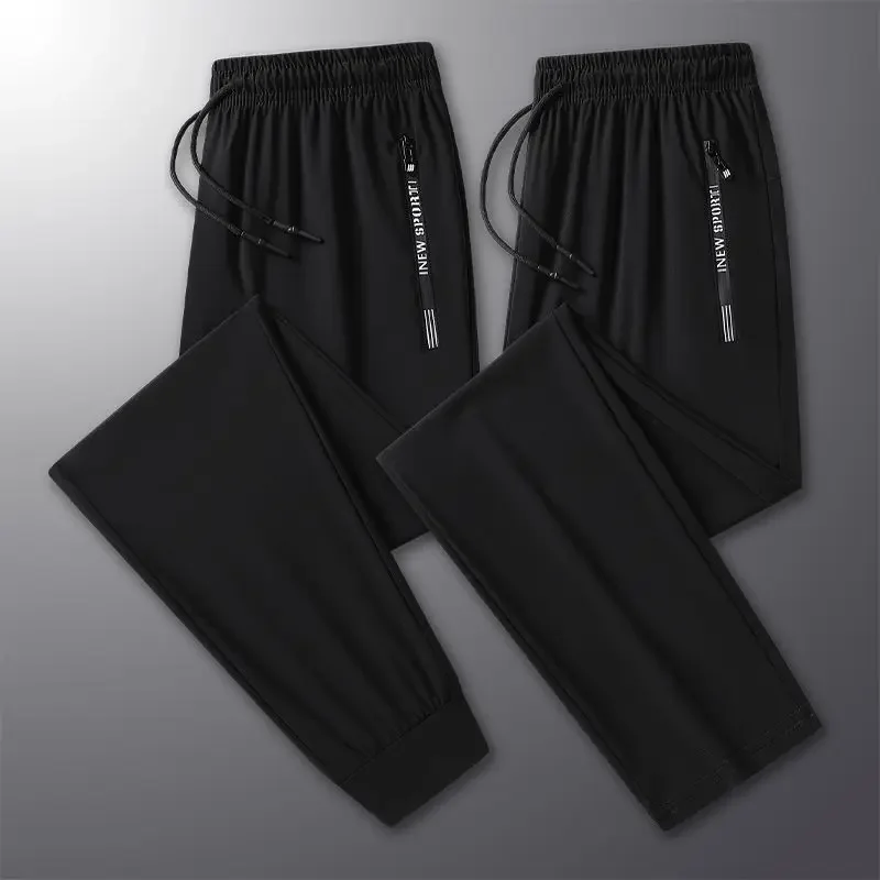 Sport Pants Men Track Pants Gym Ice Silk Summer Thin Casual Loose Plus Size Sweat Jogging