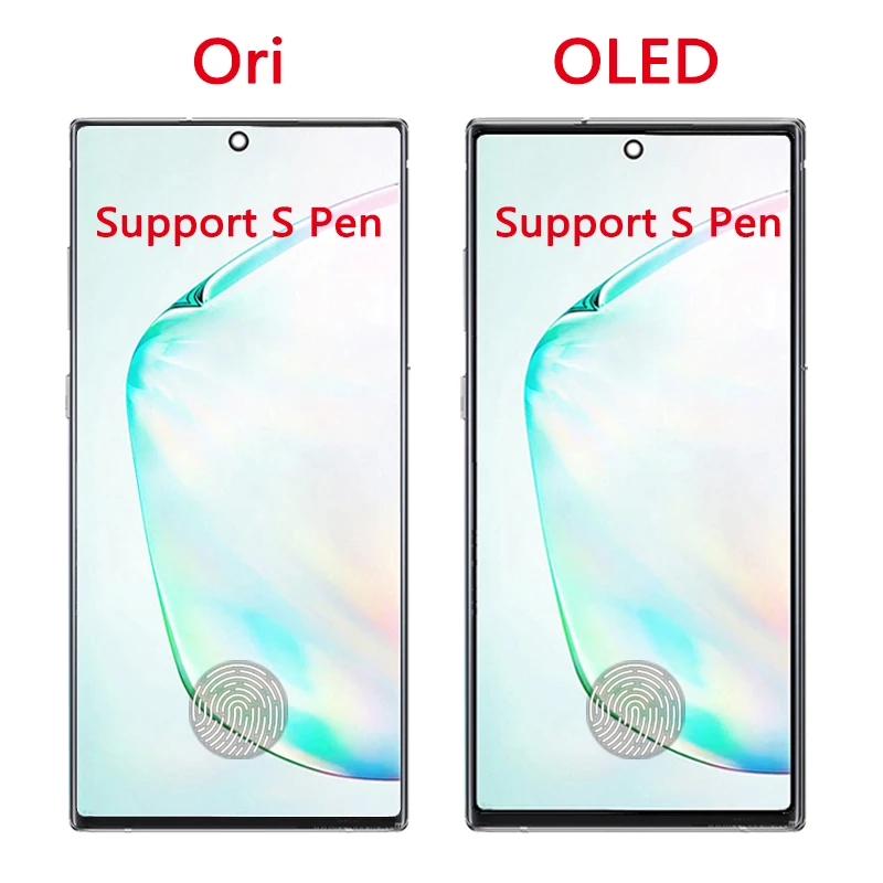 OLED Quality for Samsung Note10+ N975F Lcd Display Touch Screen with Frame Fingerprints For Samsung Note 10 Plus Display