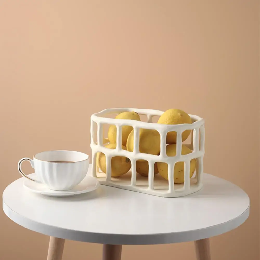 Brief Nordic Resin Hollow Fruit Tray Home Living Room Desktop Plate Snack Bowl Crafts For Shop House Cafe Festival Decoration 4