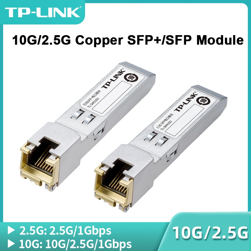 TP Link 10G Cobre SFP + Módulo 10GBase Tx 2.5G Fibra Óptica RJ45 ...