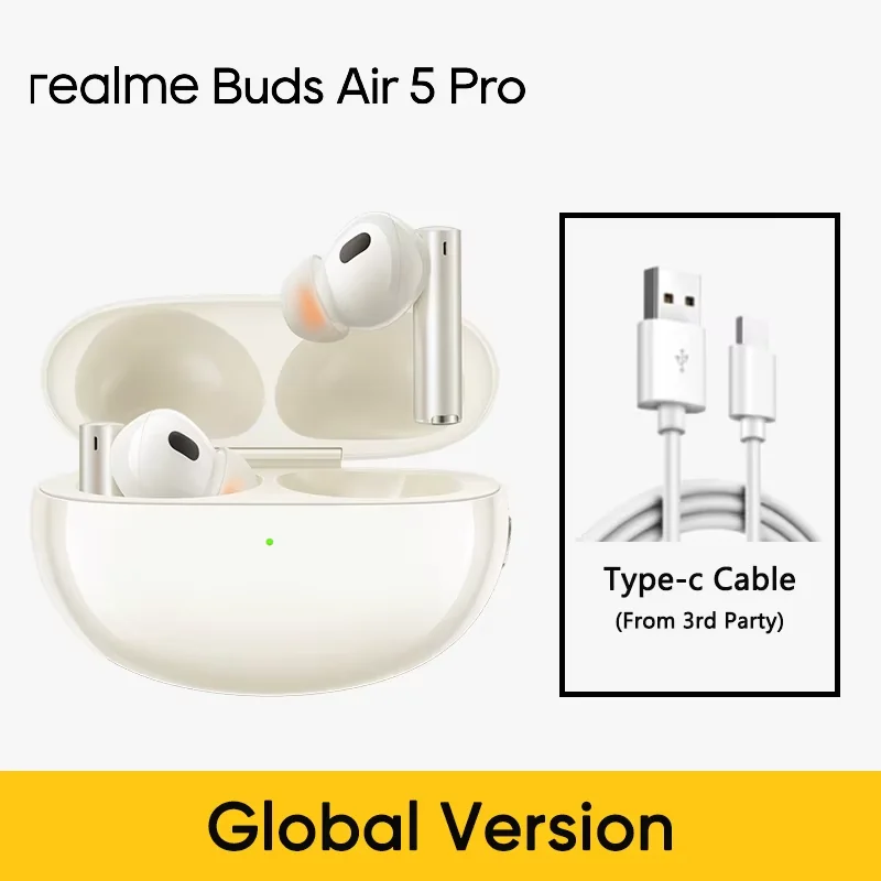 thumbnail image 1 of Versión global realme Buds Air 5 Pro TWS Auriculares 50dB Cancelación activa de ruido LDAC Bluetooth 5.3 Auriculares inalámbricos HiFi, 1 of 5
