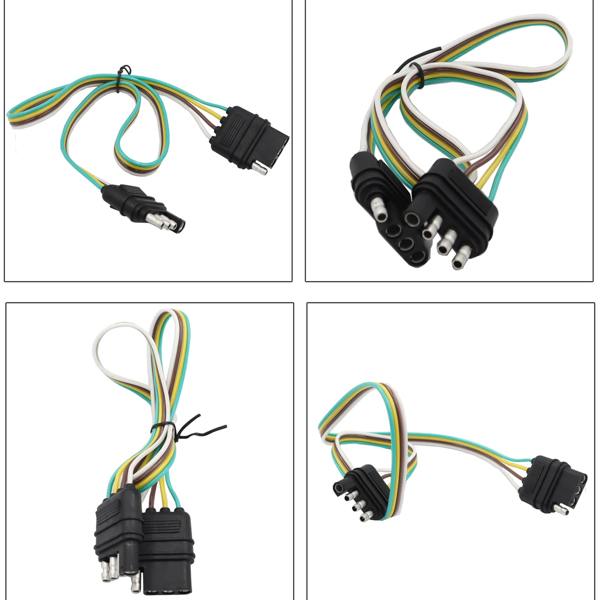 Trailer Plug Adapter Towing Adapter Towing Adaptor Trailer Plug Trailer Wire Power Cord The 4 Pin Connector Prong Plug Suite Wiring Harness Extension Pvc Light Adapter Kit Towing