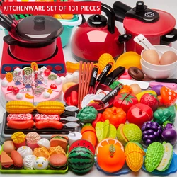 Jouets avec Ustensiles de Cuisine pour Enfant et Fille, Ensemble Simulation de Fruits, Aliments, Marmite et Poêle 