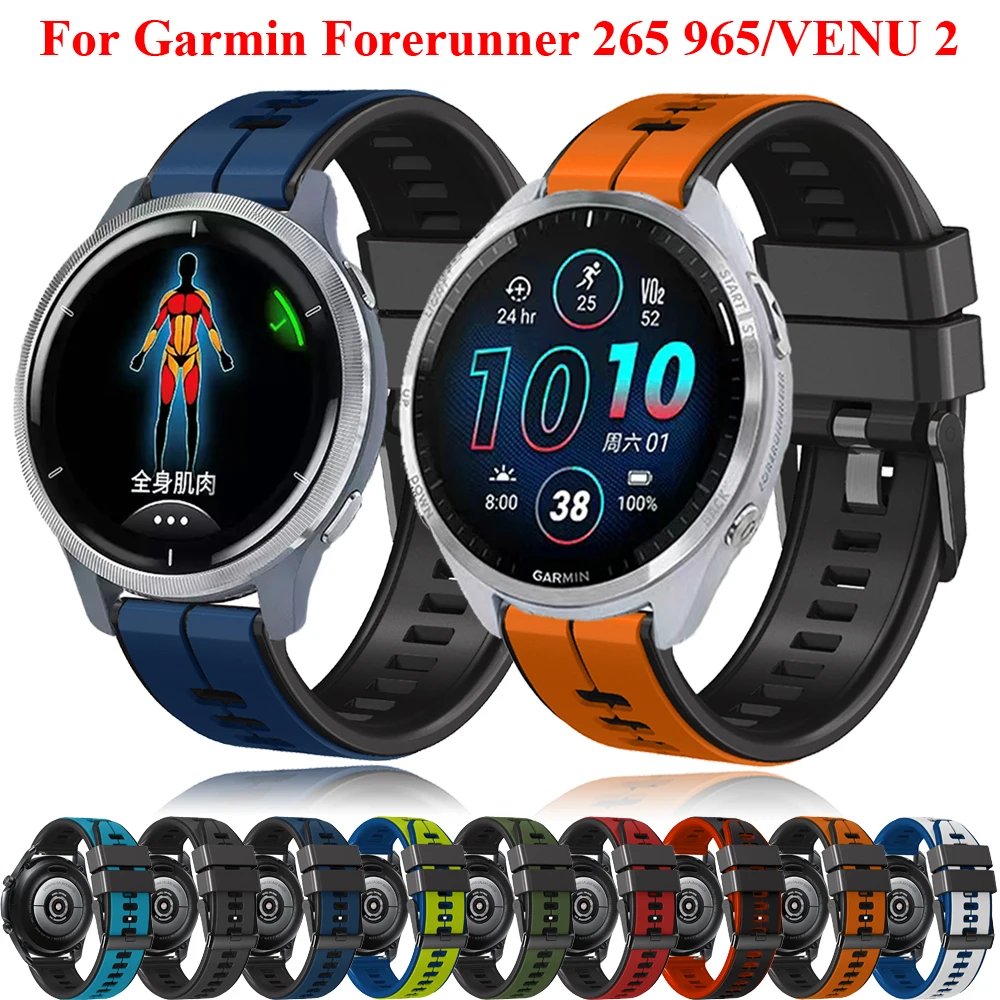 22mm Silicone Watch Strap Band For Garmin Forerunner 965 265 745 255 VENU 2 Vivoactive 4 Active