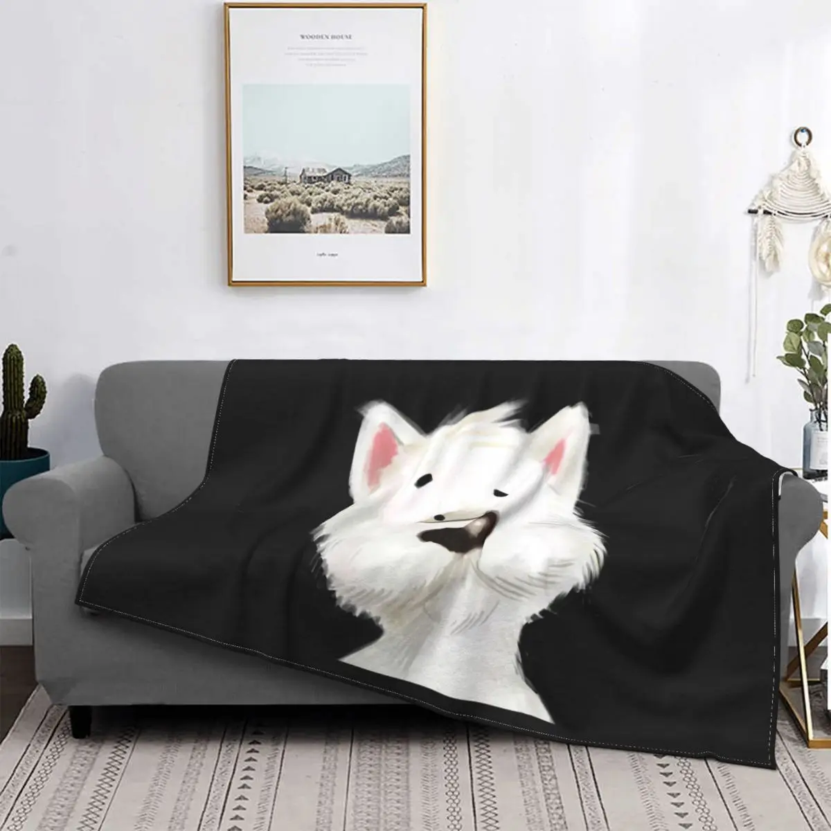 

Westie Cute Puppy Plush Blankets West Highland Terrier Dog Funny Throw Blankets for Sofa Bedding Lounge 200x150cm