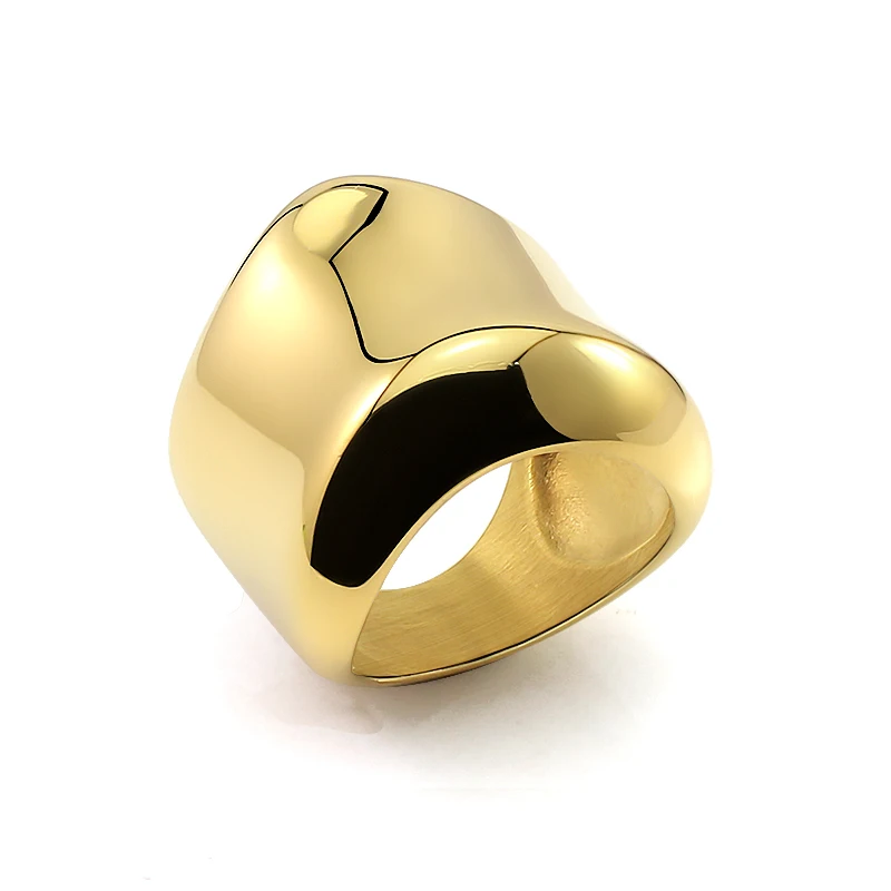 【スーパーセール】 Heavy Wide Big Punk Steel Stainless Rings Curved Women for アクセサリー