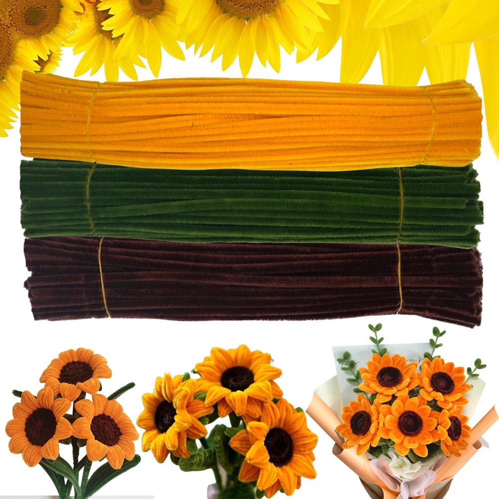 Pipe Cleaners Chenille Stem Craft Flower Supplies 3 Colors Pipe Cleaners Set for DIY Art and Craft Decorations 150/300pcs
