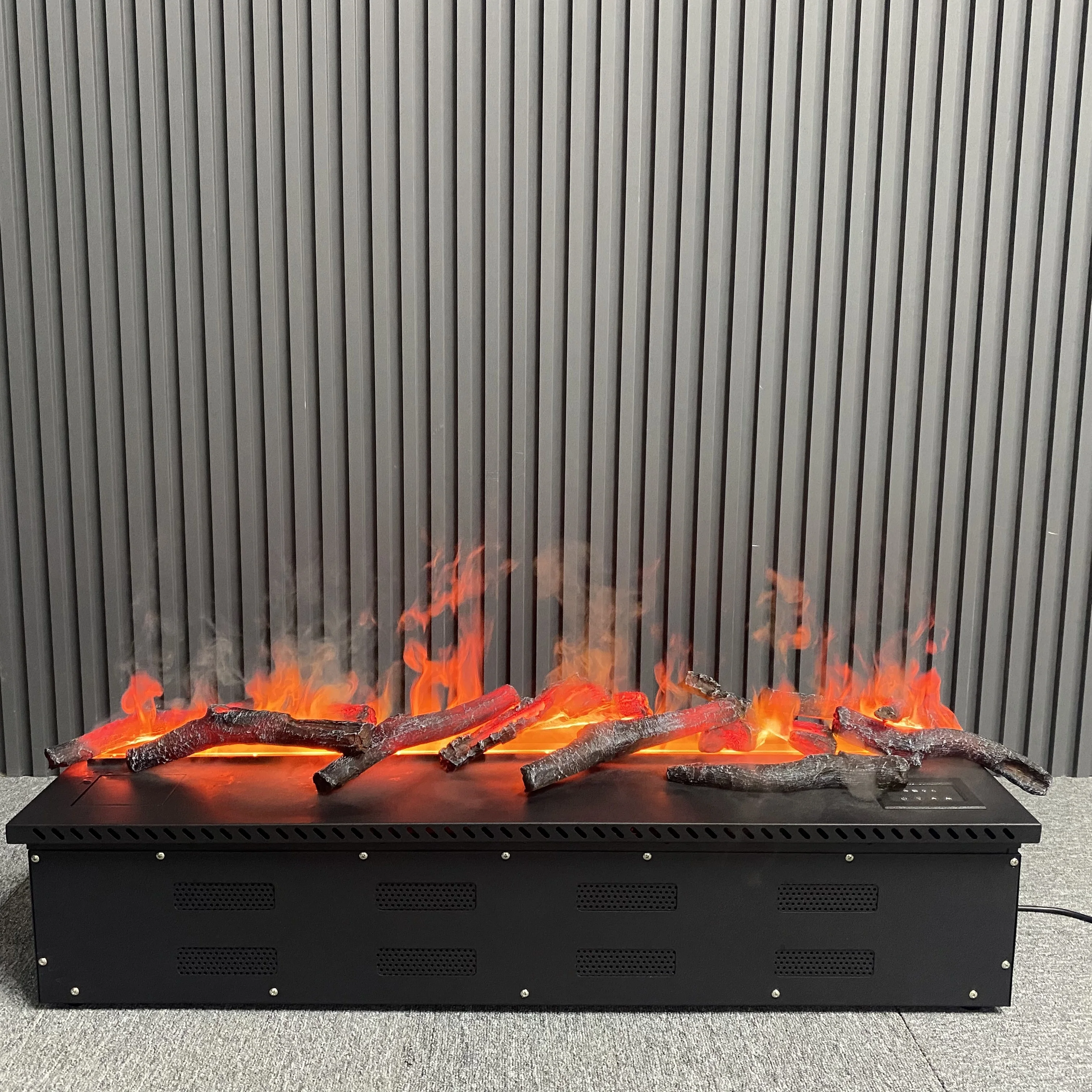 

Electric Fireplace With Mantelpiece Modern Quality Log Burning Effect Indoor Sale Wood Technical Parts Design Support Remote