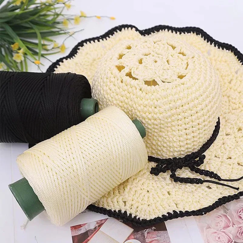 200m 3mm Hollow Knitted Crochet Yarns For DIY Handbag Purse Basket Chunky Trapillo Nylon Cord Polyester Thread Round Rope