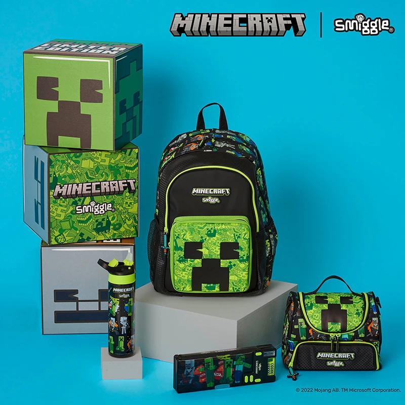 Genuine Australia Smiggle Minecraft Co branded brand School Bag Children Stationery Student Lunch Bag Backpack Lunch Box Gifts