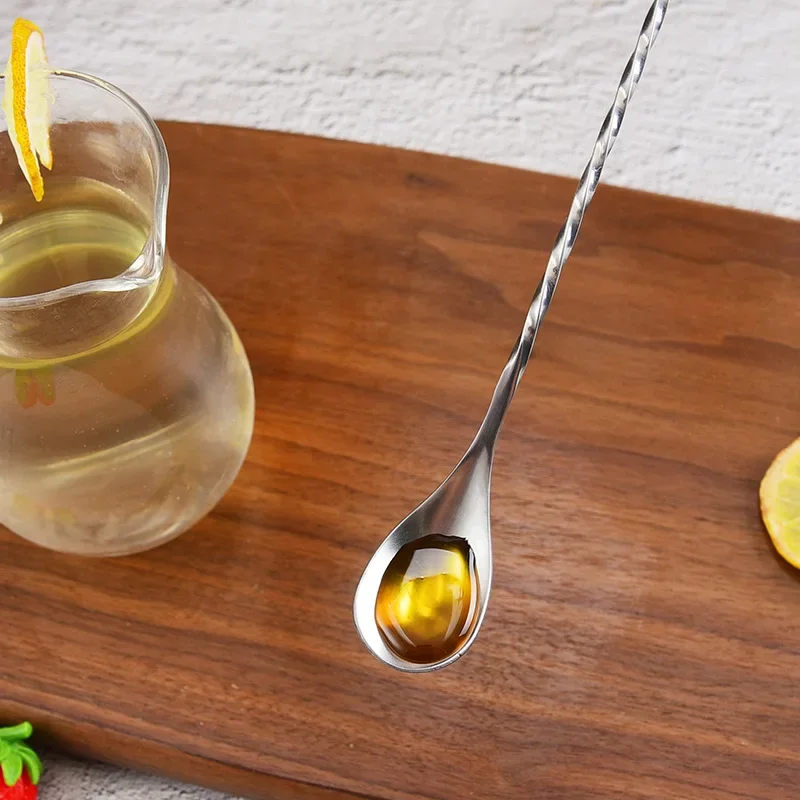 Cocktail Spoon 20/30/40cm Stainless Steel Stir Bar Spoon Mixing Ounces Spiral Pattern Bartender Tools Teadrop Bar Tool