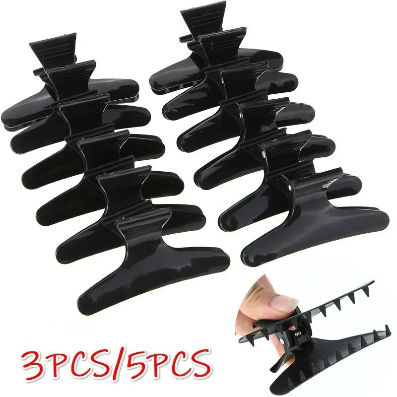 3/5 Pieces of Professional Salon Black Butterfly Hair Clip Split Plastic Hair Clip Styling Tool