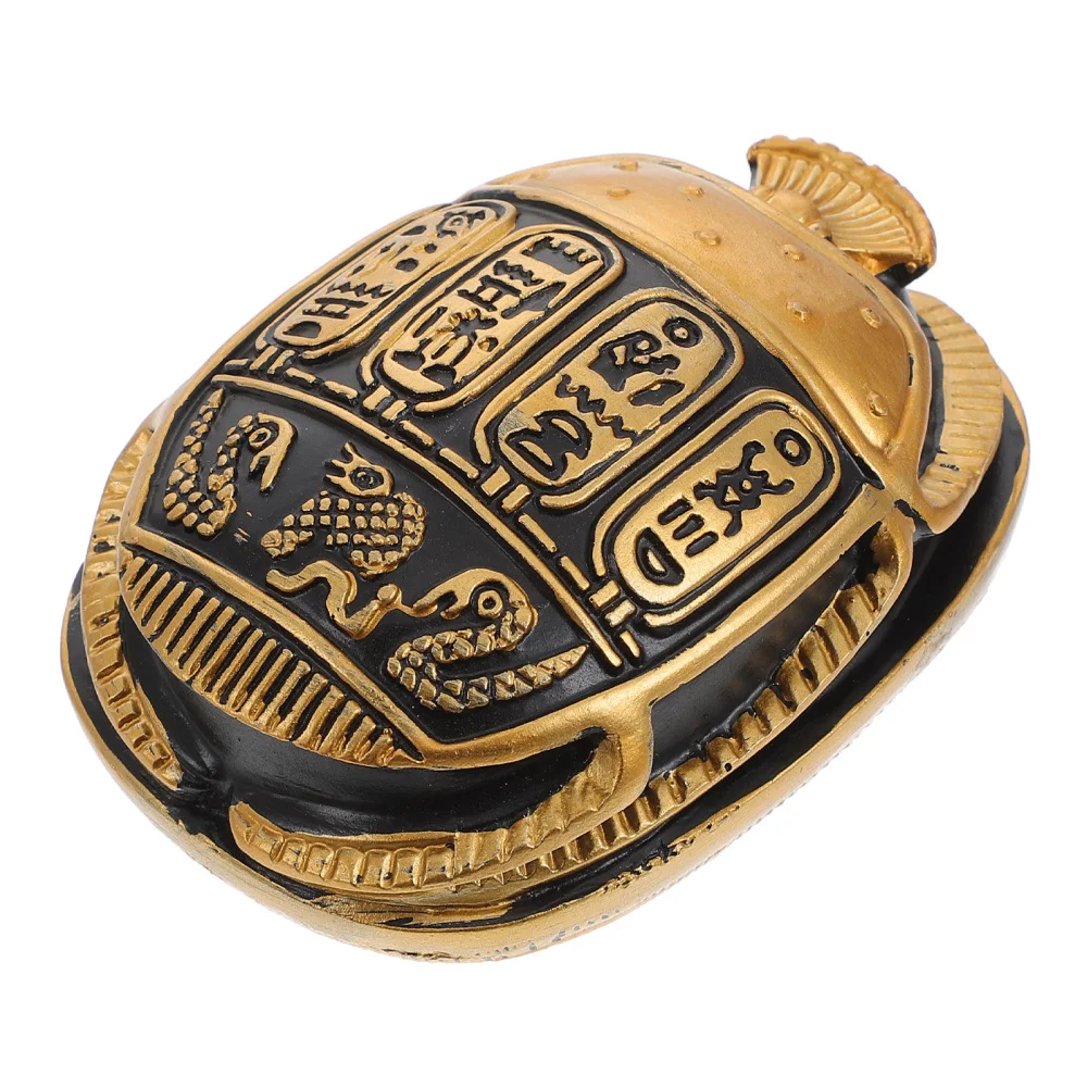 1pc Egypt Scarab Beetle Figurine Desktop Ornament Egypt Artware Figurine Vintage Resin Crafts Decoration 6.8x5x2cm