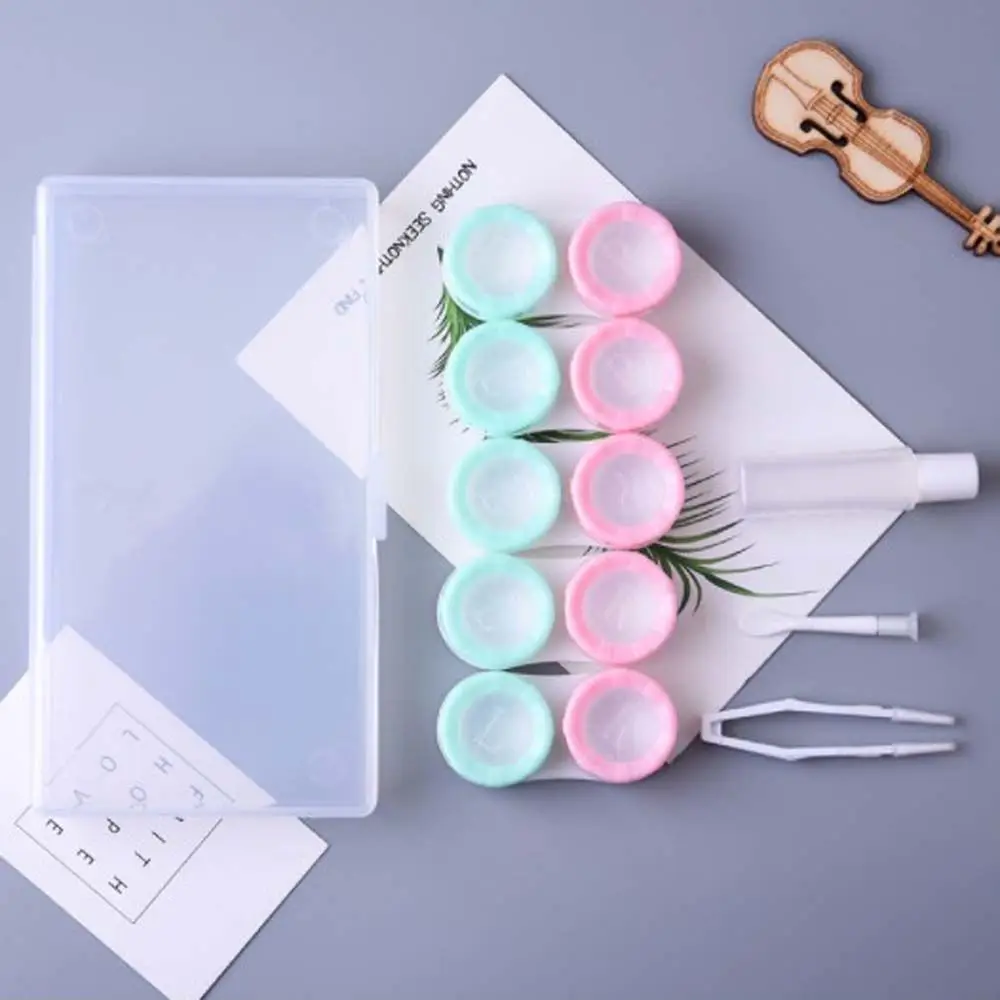 

Tweezers Liquid Bottle Suction Stick Display Box Transparent Contact Lens Case Contact Lens Box 5 Pairs Lenses Box