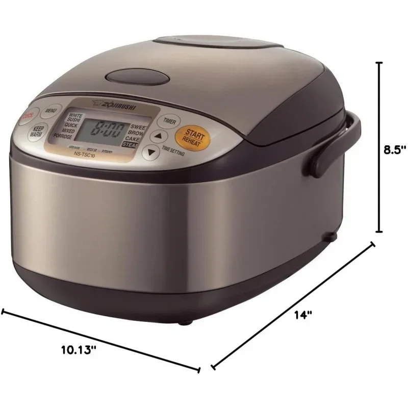 QWZojirushi NS-TSC10 5-1/2-Cup (Uncooked) Micom Rice Cooker and Warmer,1.0-Liter,Stainless Brown