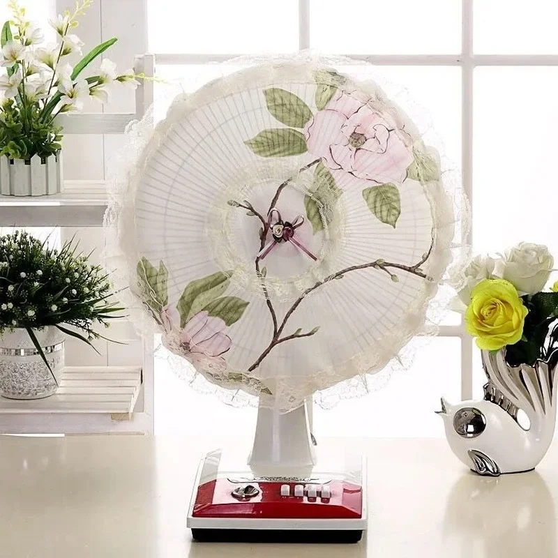 Electric Fan Covers Floral Decorative Table Dust Cover Household Universal Round Floor Anti-pinch Finger Protective Case