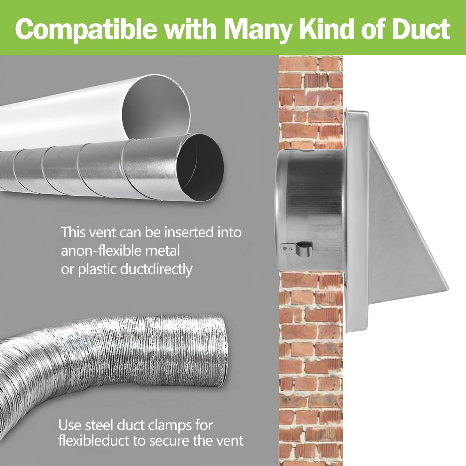 Air Vent Cover 1-8Pcs 4'' Dryer Wall Exhaust Covers Stainless Steel with 4 Screw Washers
