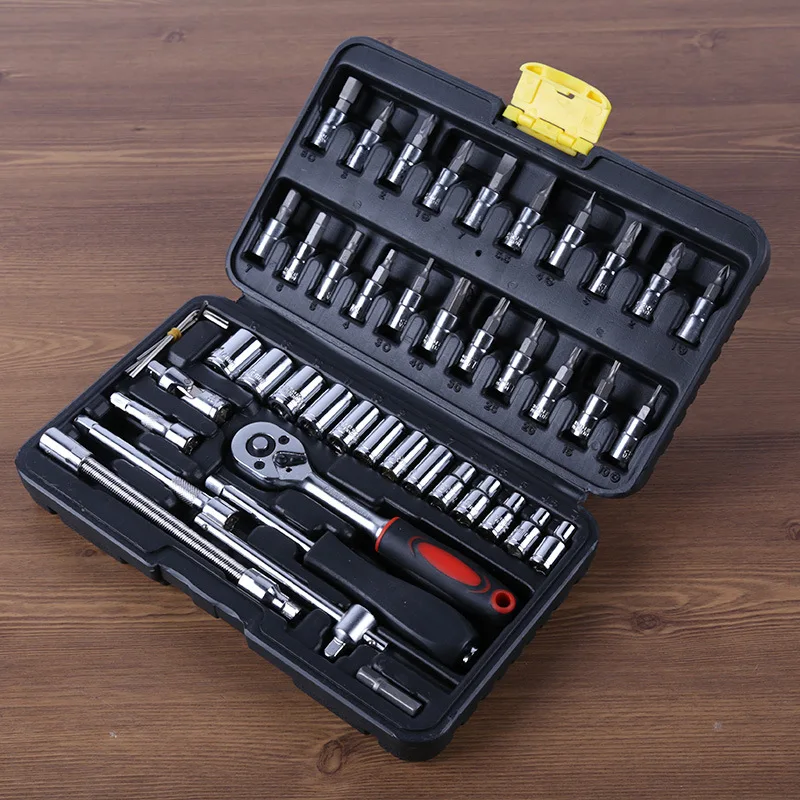 Automobile Motorcycle Car Repair Tool Box Precision Ratchet Wrench Set Sleeve Universal Joint Hardware Tool Kit for Car Mechanic