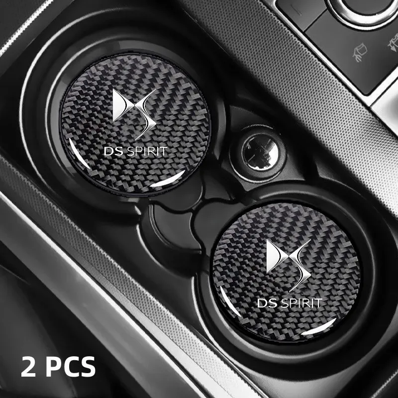 

2Pcs Carbon Fiber Car Water Coaster Cup Mat Bottle Holder Anti-slip For DS SPIRIT DS3 DS4 DS4S DS5 DS 5LS DS6 DS7 Car Accessory
