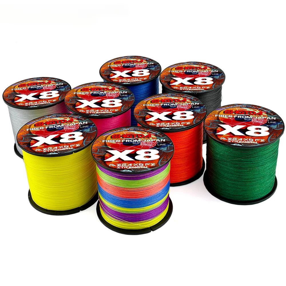 GHOTDA PE Braided Fishing Line Yellow Multifilament Cord Strong 8 Strands 500M 1000M Lake Sea Fishing Super Power 8.2kg-35.8kg 2