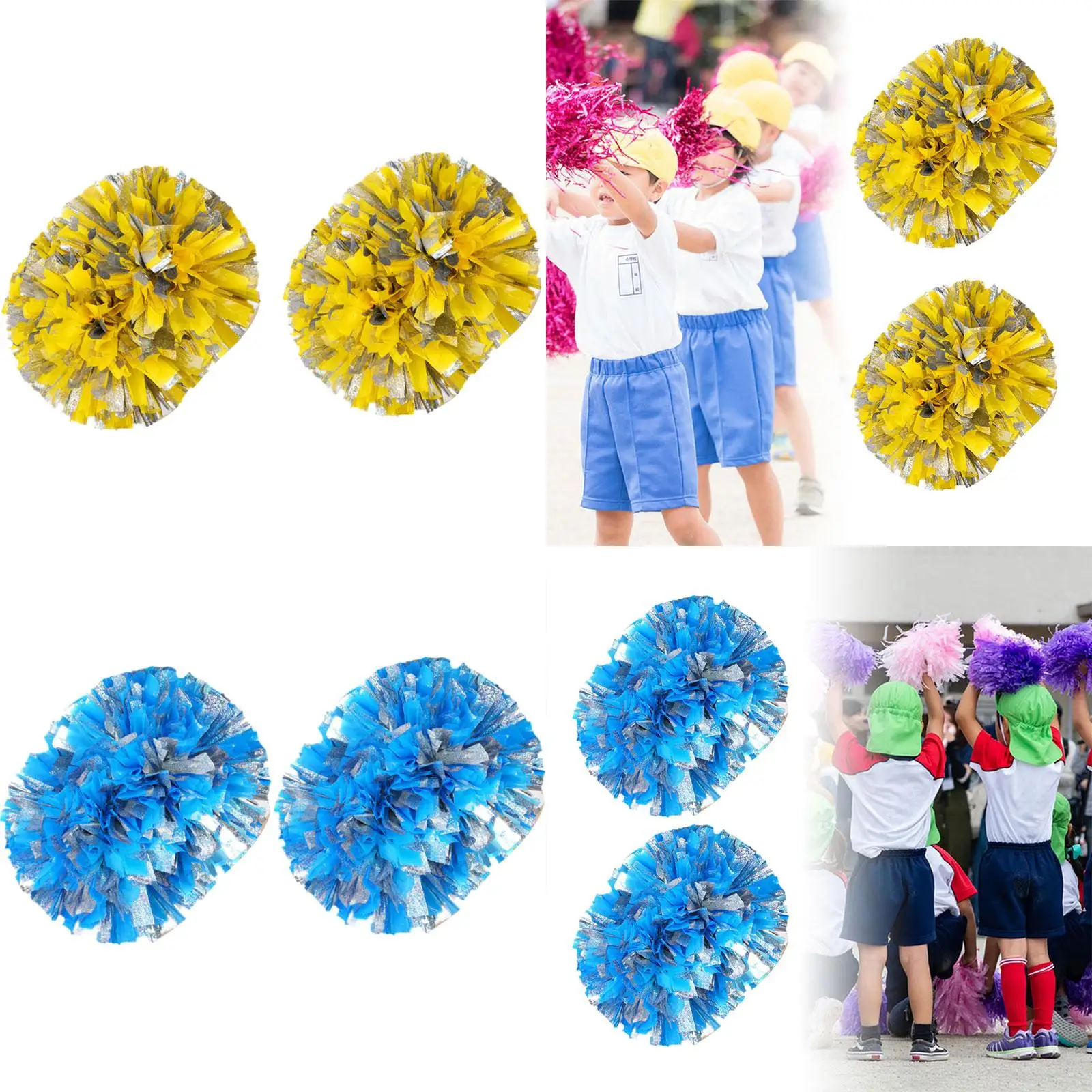 2x Cheerleading Pom Poms Cheering Squad pompoms for Dance Sports Competition