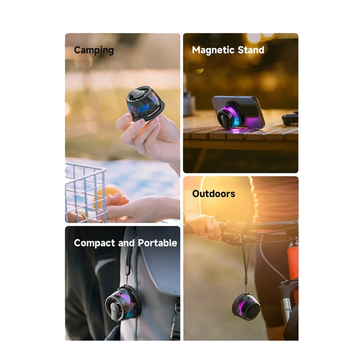 

Portable Magnetic Bluetooth Speaker Mini Sound Box Bluetooth 5.3 RGB Lighting Phone Holder True Wireless Bass Speaker