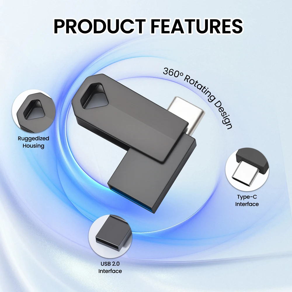 타입-C 메탈 USB 플래시 드라이브 USB-C 펜 드라이브 무료 맞춤 로고 메모리 스틱 펜드라이브 저장 장치 클레 USB 스틱 128GB 64GB 32GB