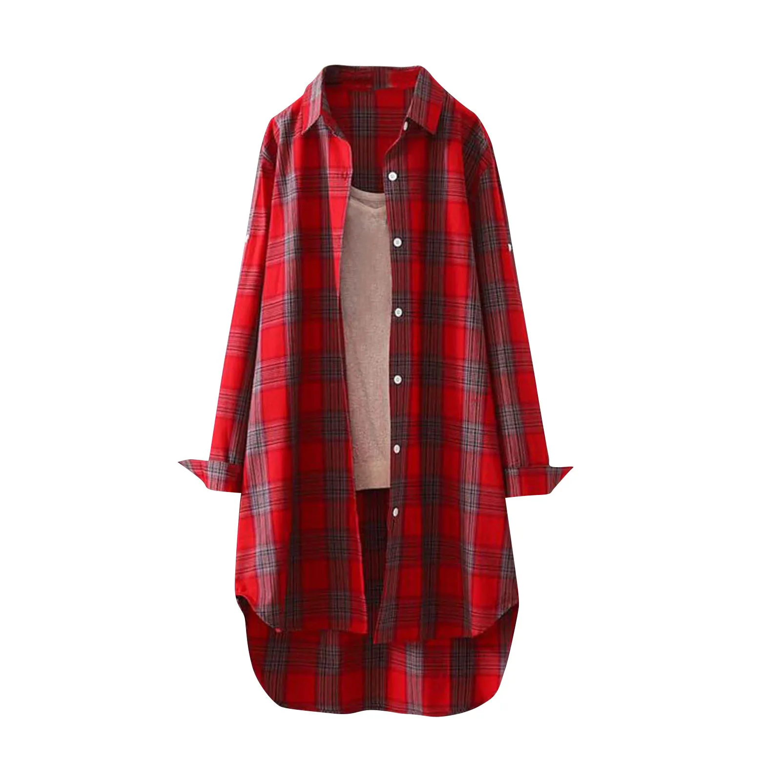 

Women's Fashion Plaid Loose Casual Cardigan Thin Outer Shirt Sun Jacket Top Women Loose Casual ropa de mujer ofer