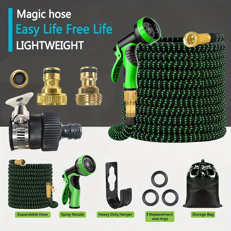 AIRAJ 15 à 30 M tuyau télescopique de jardin multifonction pistolet à eau haute pression dispositif d'arrosage outil de jardinage, connecteur 3/4 "1/2"