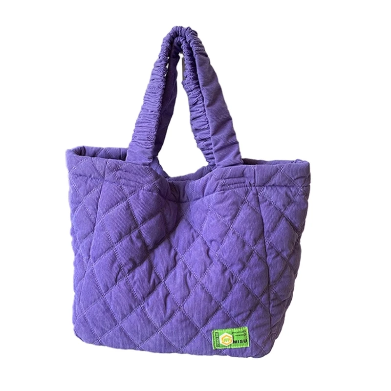 Corduroy Shopping Bag Stitching Tote Bag Large Capacity Handbag Shoulder Bag E74B