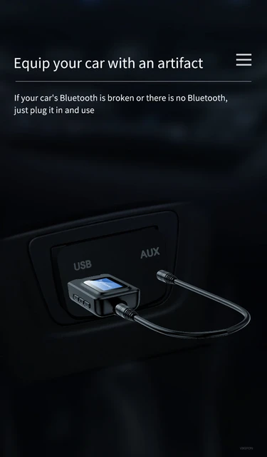 Adaptateur USB 2-en-1, récepteur/transmetteur audio sans fil, Bluetooth  5.0, dongle avec port auxiliaire mini jack 3,5mm et écran LCD, pour  télévision, voiture et ordinateur - AliExpress