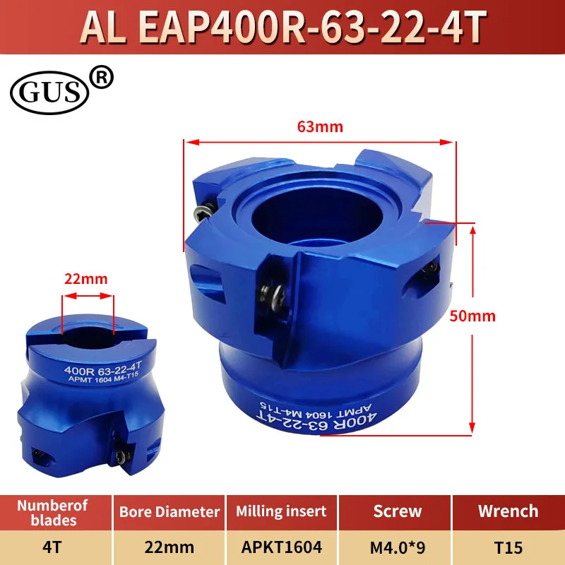 EAP 400R BAP400R 40 50 63 80 100 125 160 90 ° 알루미늄 합금 밀링 커터 헤드 삽입형 APKT1604 CNC FMB 공구 홀더 선반용
