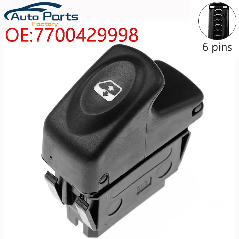 6 Spilli Auto Elettrica Finestra Di Controllo Interruttore Per Renault Clio Ii Megane I Ba0 Ba1 Ea0 Ea1 Da0 Kangoo Kc0 Kc1 Fc0 Fc1 7700429998