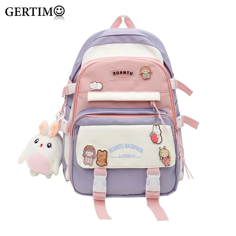 Large Capacity Korean Style Children's Nylon Waterproof School Bags for