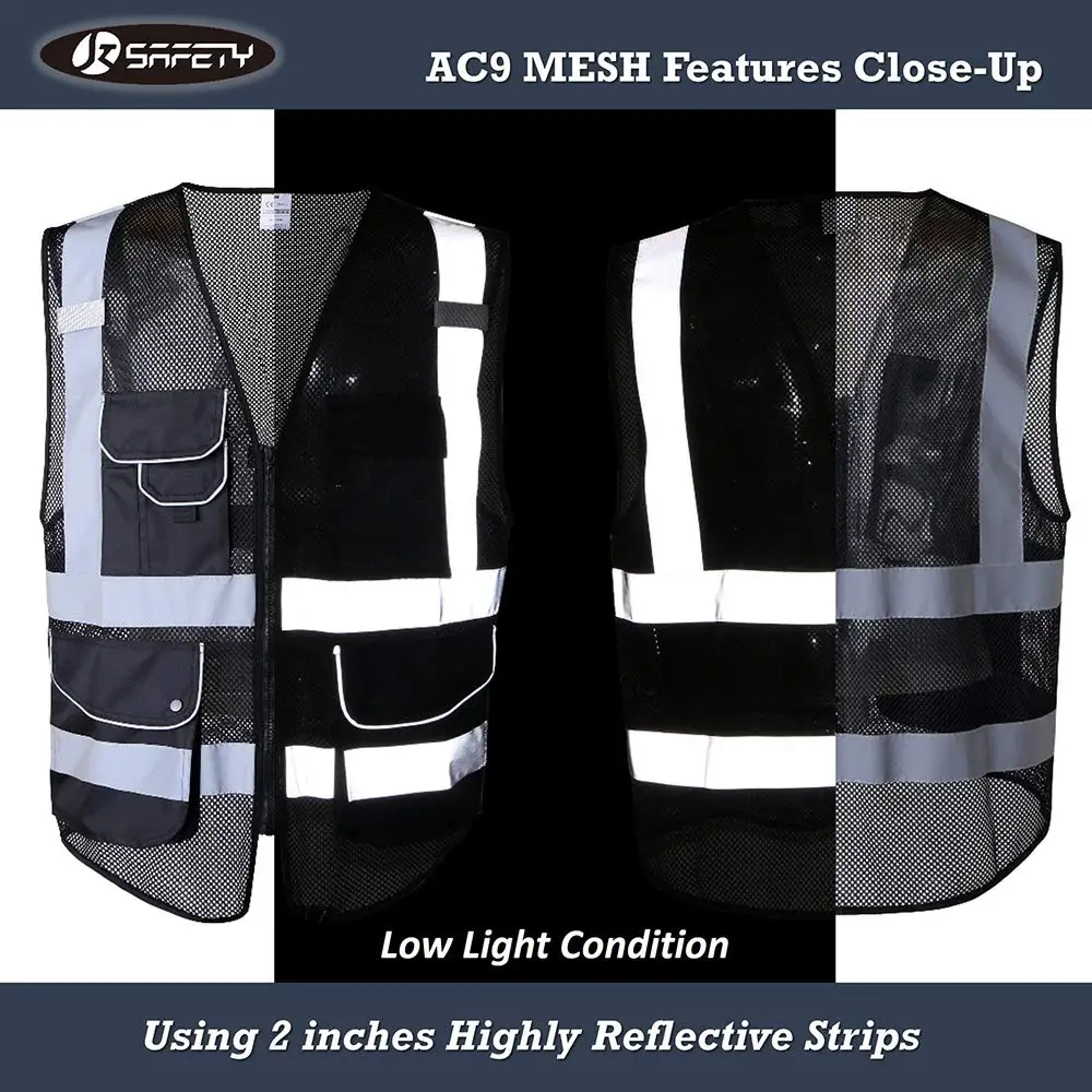 Reflective Safety Vest High Visibility Signal Vest Work Safety Jacket For Men Luminous Fluorescent