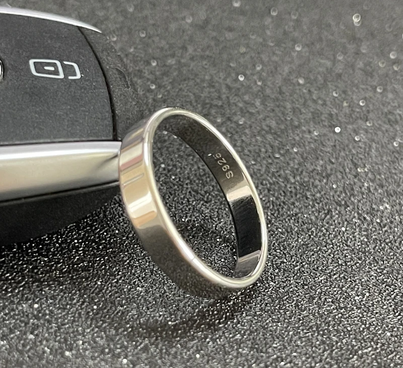 4mm Smooth Glossy Real Tibetan Silver Unisex Wedding Band Rings for Women Men