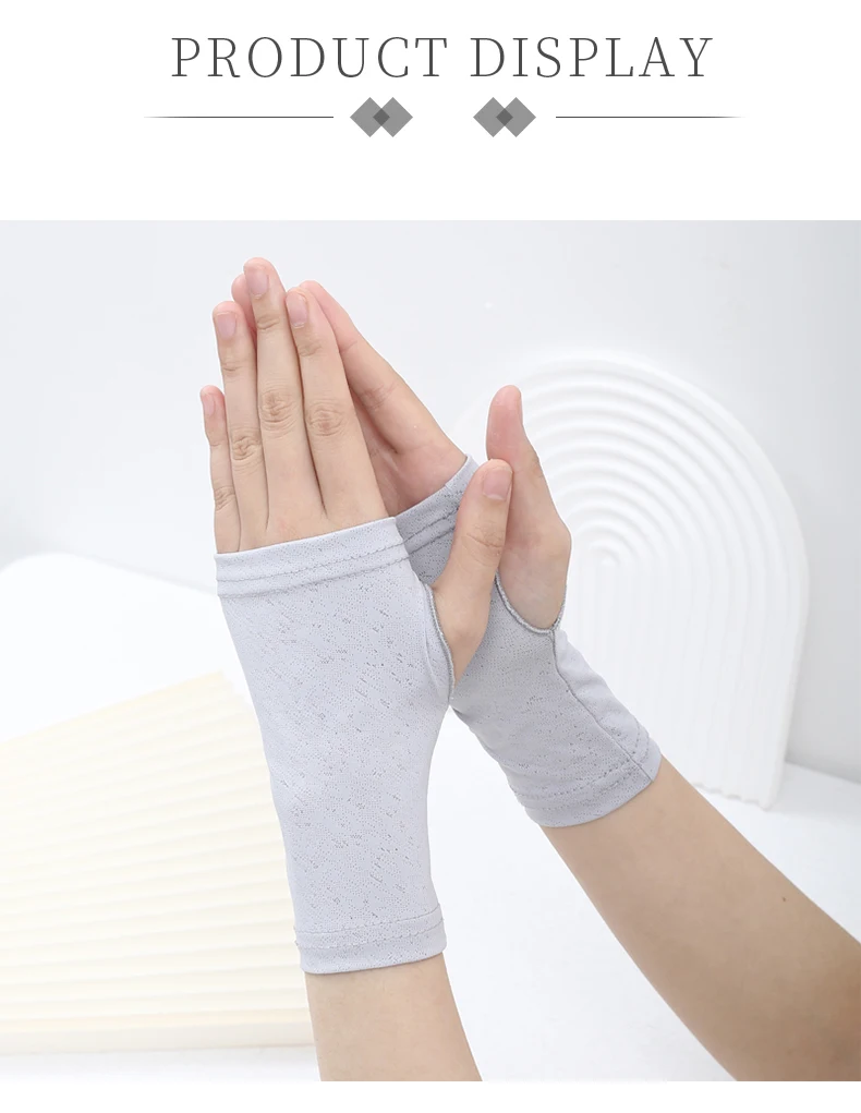 Fingerless Sunscreen Gloves Thin Cool Ice Silk Silky Sun Block Driving Gloves For Women Men Driving Summer Protection