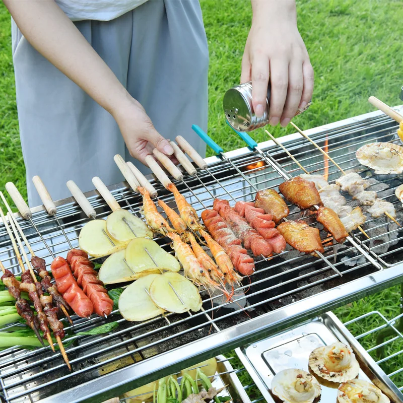 

BBQ Tools Set Bamboo Sticks Disposable Gloves clip Combination Brush Skewers Barbecue Grilling Utensil Camping Outdoor Cooking