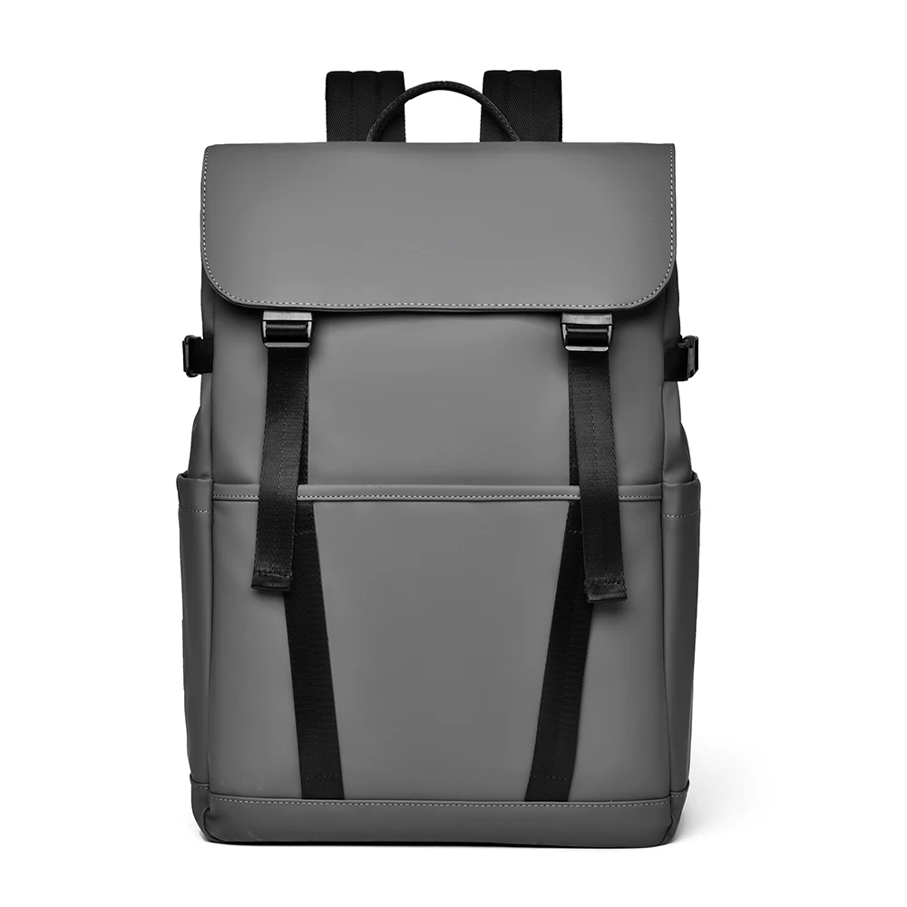 Trendy Men's Waterproof Flap-over Laptop Backpack with Double Buckles for Campus and Business Trips