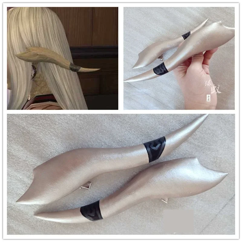 

1 Pair FF14 Final Fantasy XIV RAEN Cosplay Horns Dragon Horn s Head Clip Headwear Hairwear Cosplay Props Accessories Hair Clip