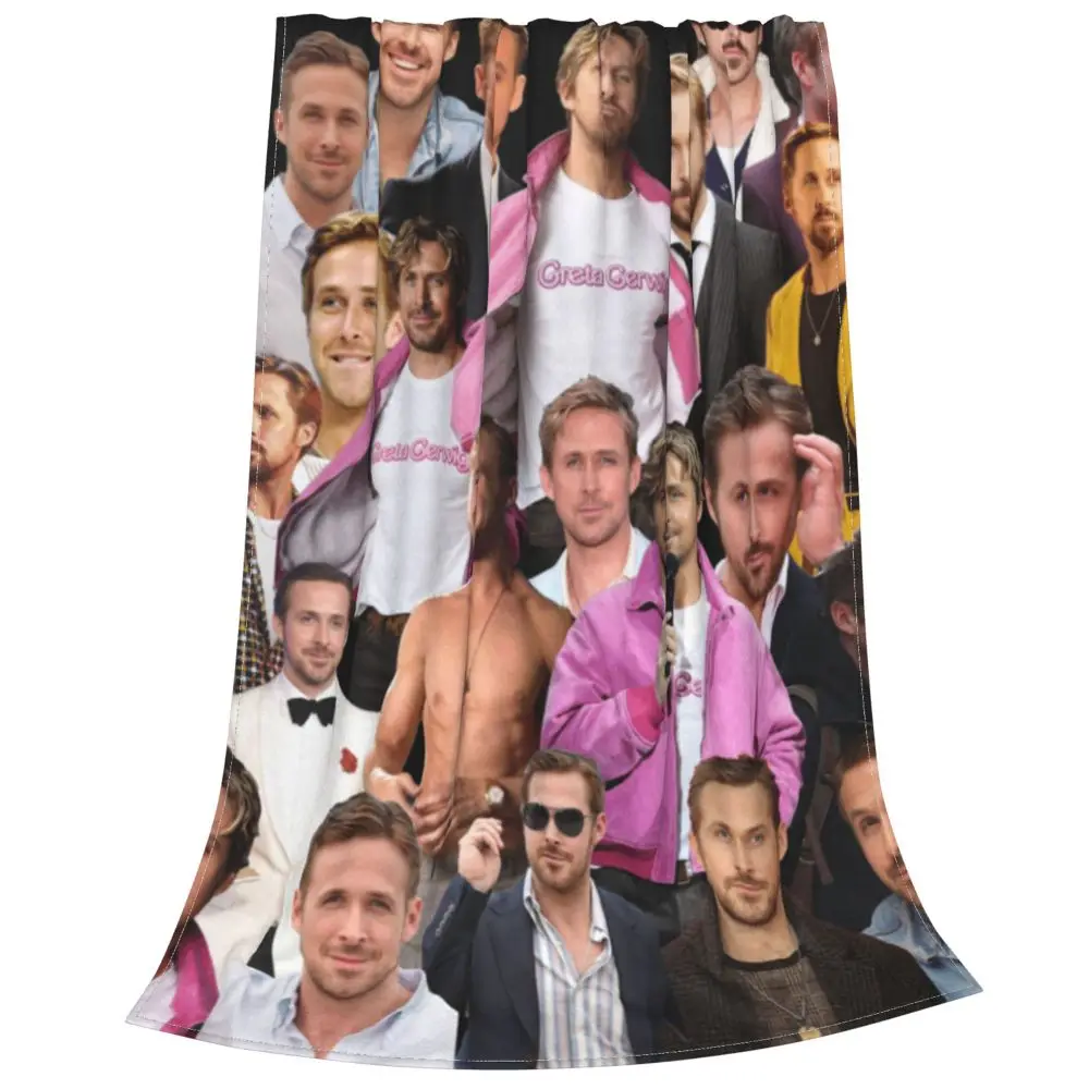 Description Picture 4 of itemBarbenheimer Film Warm Soft Blankets Ryan Gosling Actor Photo Picnic Bedding Throws Custom Flannel Bedspread Sofa Bed Cover