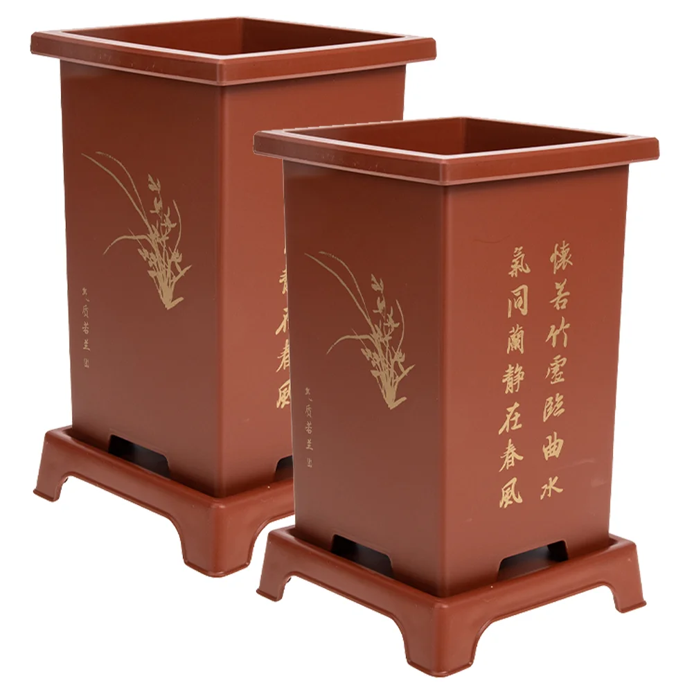 2 Sets Orchid Resin Pots Planter 6