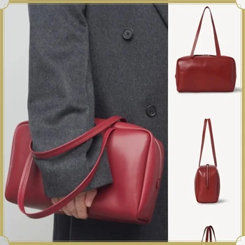 Borsa a Spalla da Donna in Pelle di Pecora, Borsa Bowling Comoda per il Pendolarismo, Borsa Sottospalla Monospalla in Pelle