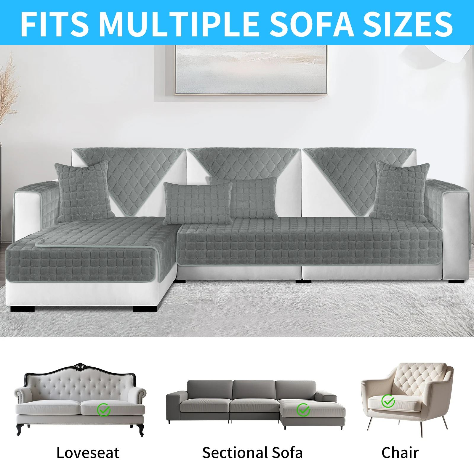 Plush Quilted Sofa Cover 6