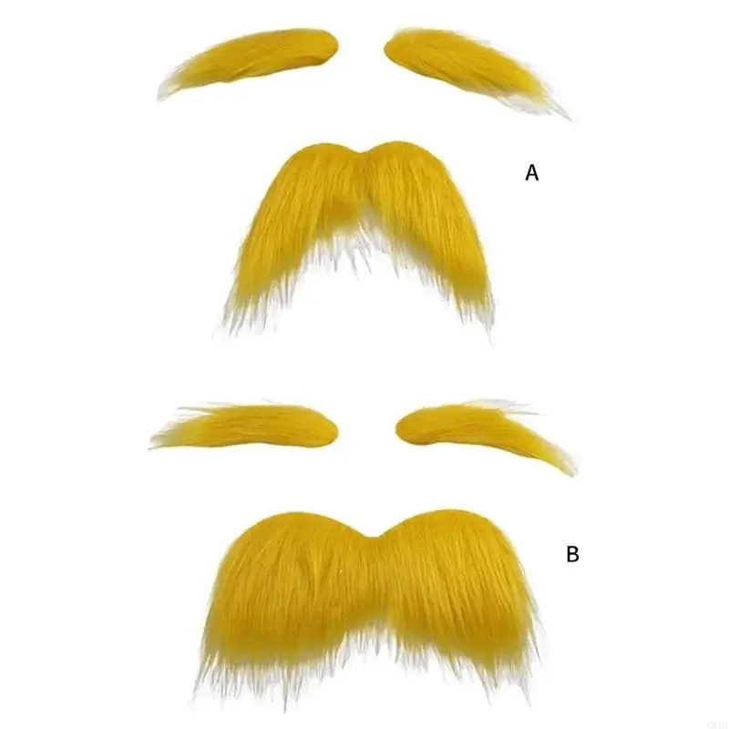 Set Barba Finta, Baffi E Sopracciglia Gialli Autoadesivi – Pelliccia Sintetica Di Volpe, Per Carnevale, Cosplay E Feste A Tema, Accessori Divertenti Unisex
