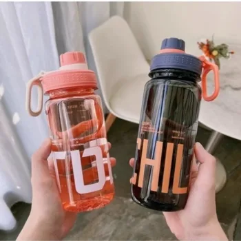0.6L/0.8L/1L Large Capacity Water Bottles Plastic Leak Proof Travel Kettle with Handle Strap Lightweight Sports Shaker Cup