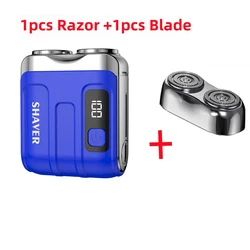 Compact Rechargeable Dual Blade Shaver with Digital Display (Blue and blade)