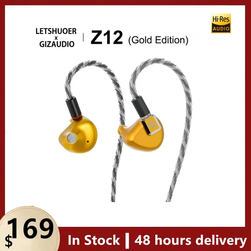 Letshuoer Z Review Z12 Gold Edition Planar Driver Iem Hi-Res Audio Monitor Auricolare In-Ear Cavo Cablato Staccabile Da 0.78Mm