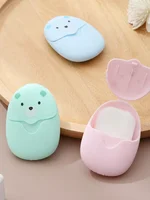 50Pcs Portable Disposable Cleaning Soap Paper New Cartoon Bear Travel Cute Soap Sheets Jabon  Savon Soap Tablets 1
