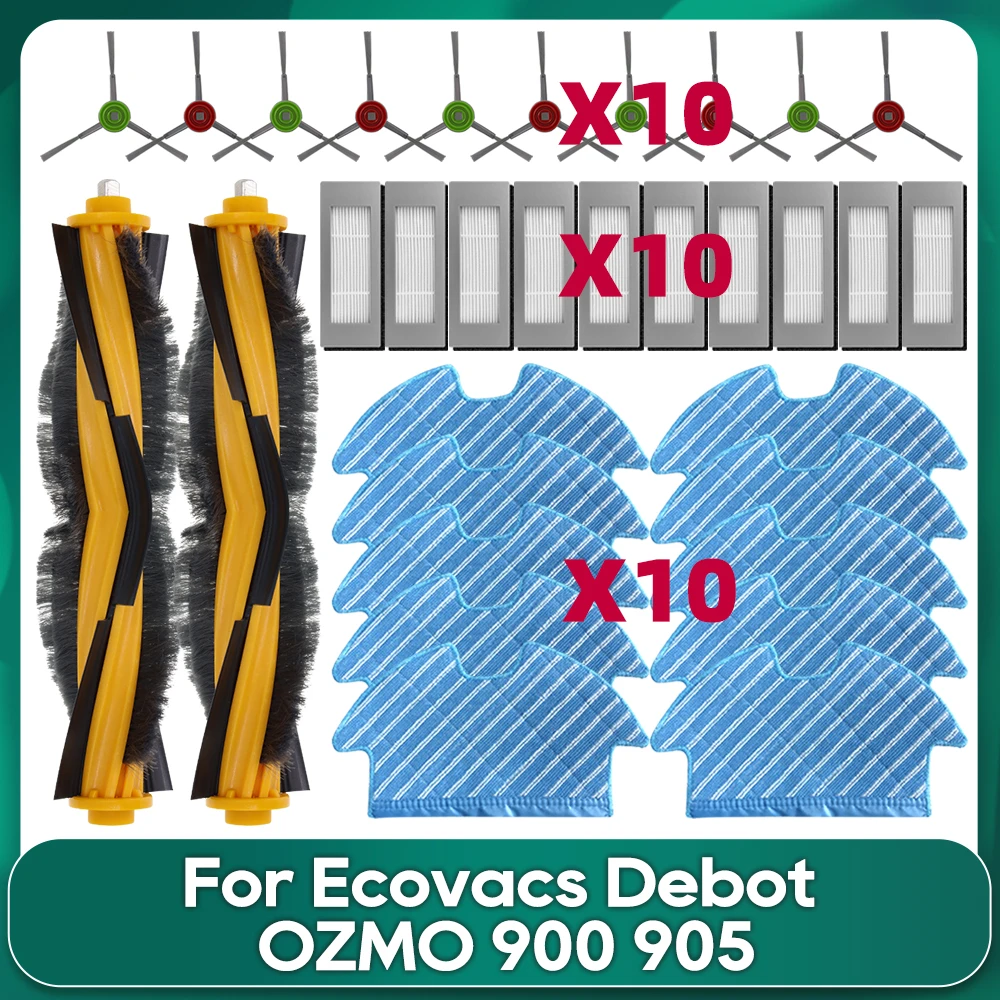 para Ecovacs Debot Ozmo 900 Dn55 905 Rolo Escova Lateral Principal Filtro Hepa Mop Panos Robótico Aspirador de pó Acessórios Substituição
